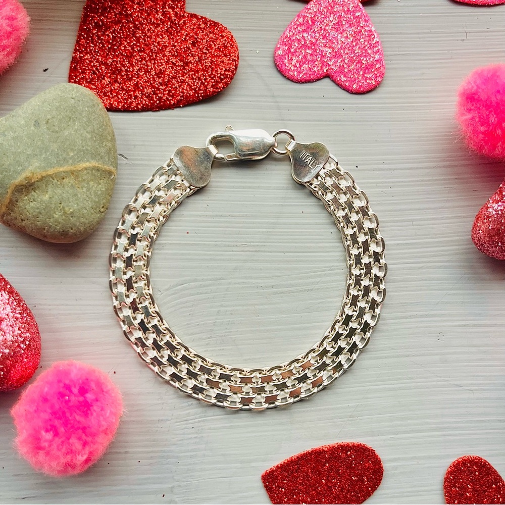 Stunning Bismark Link Italian Sterling Silver Bracelet